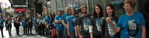 ANZ customers queue to take part in the first "bank switch" divestment action on 26 October 2013. Click to view on YouTube