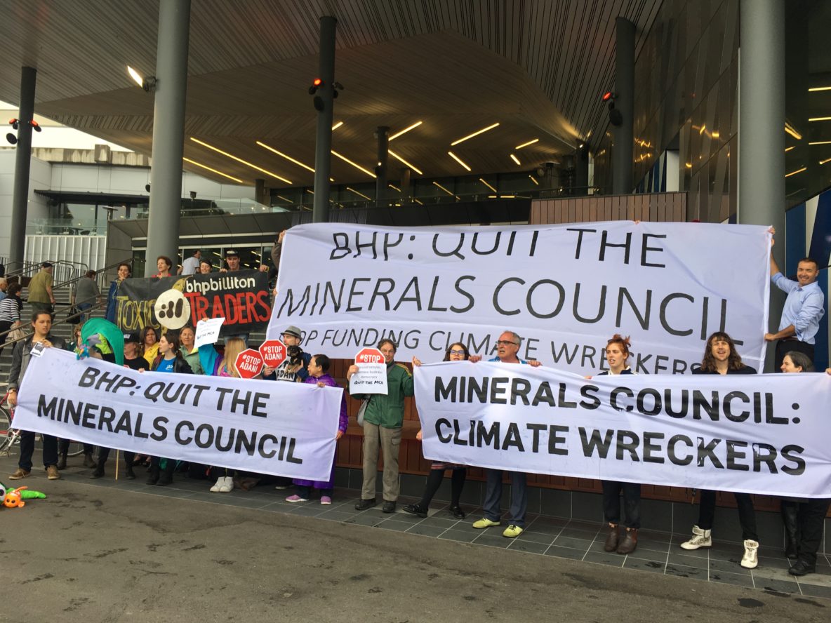 Protestors against BHP