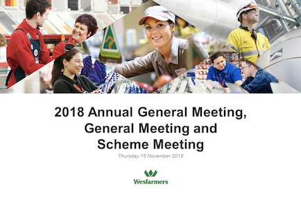 Wesfarmers AGM 2018 announcement screengrab