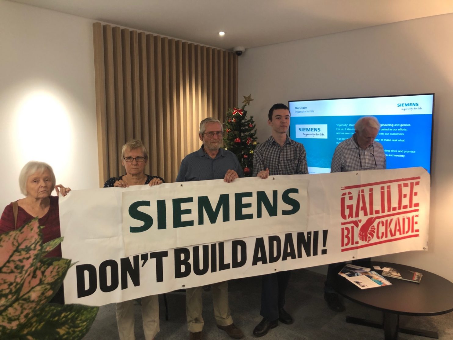 Siemens Don't Build Adani protest banner