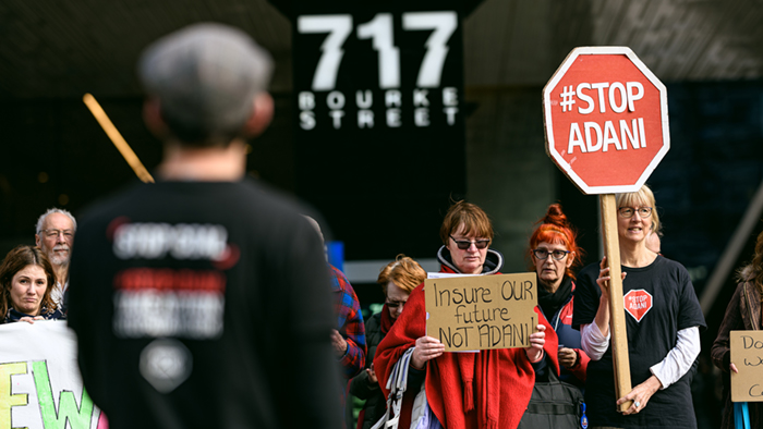 Stop Adani crowd at the offices of insurer AIG