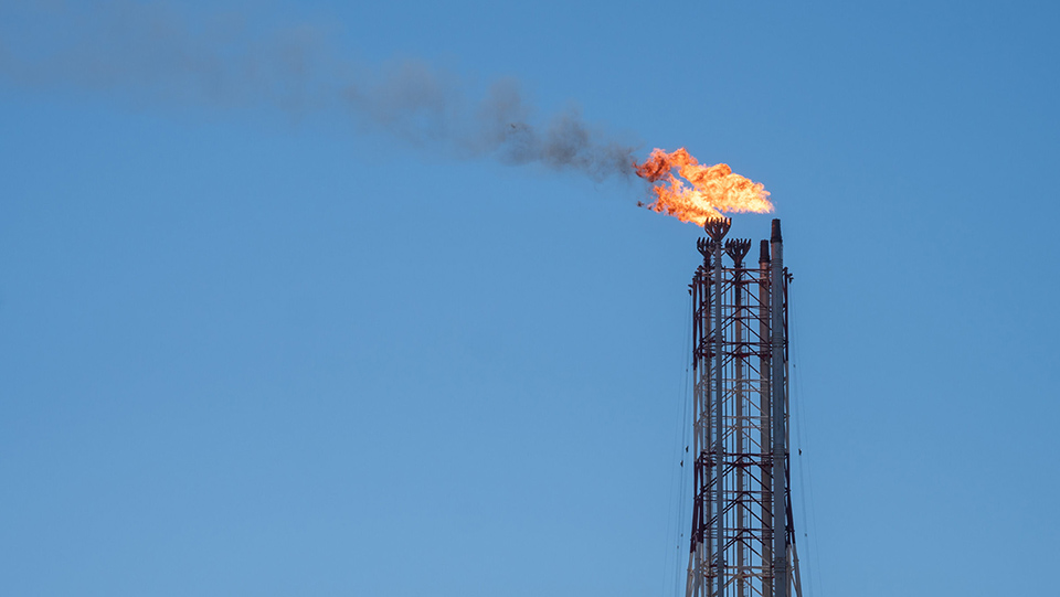 Gas flaring at Woodside's Pluto LNG facility. Image credit CCWA