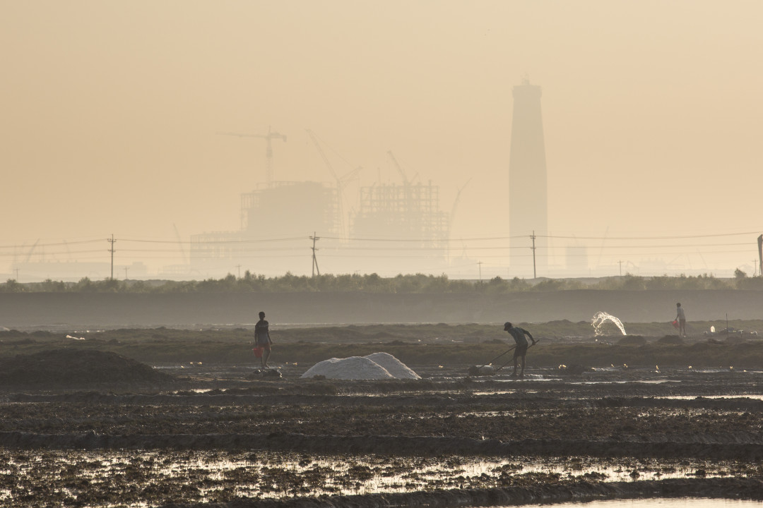 Salt farmers working near the Matarbari coal-fired power project construction site in Cox's Bazar District, Bangladesh. Photo credit: Noor Alam