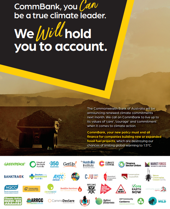 Warning sent to Commonwealth Bank ahead of crucial climate policy update