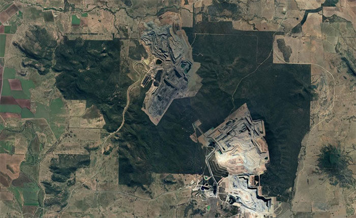 Satellite view of Maules Creek mine area