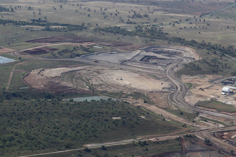 Aerial photo of Vickery mine in its early stages