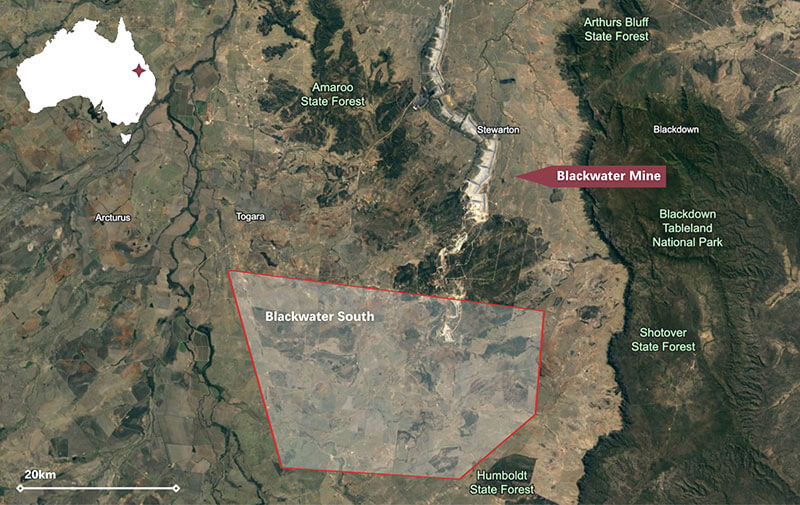 Satellite view of Blackwater South mine area