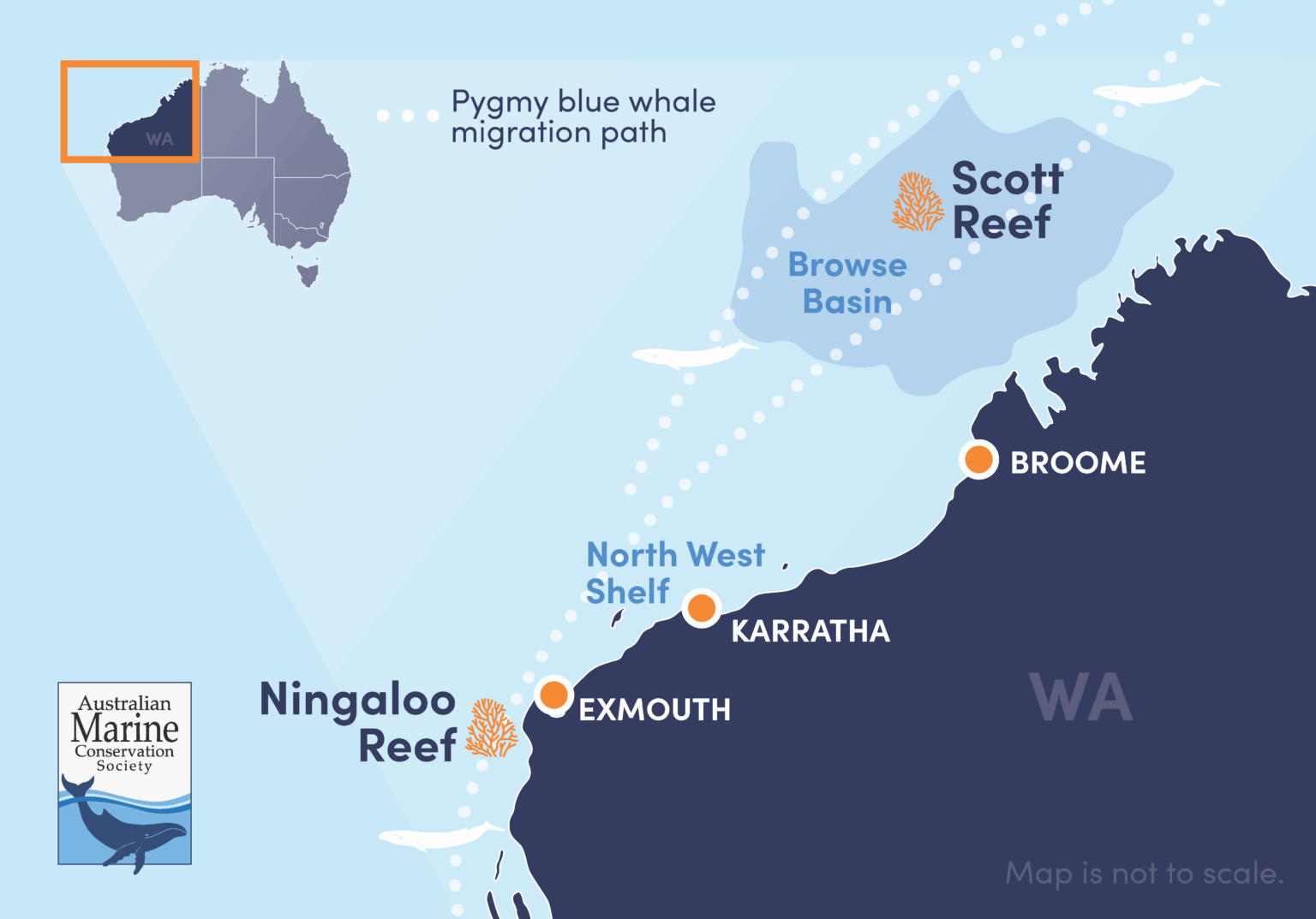 Map showing the Browse LNG project and Scott Reef. Credit: Australian Marine Conservation Society.